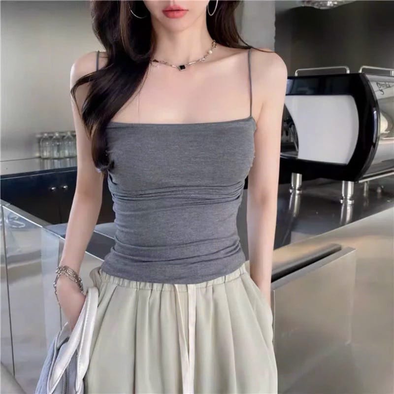 Áo Bra Cotton 2 Dây Dáng Dài Sẵn Mút Nhún Sườn Hot Trend - hình 3