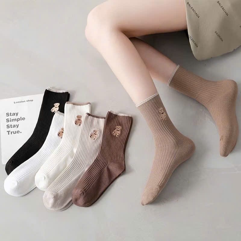 Đôi Tất Gấu Cổ Cao Ấm Áp Phong Cách Hàn Quốc - hình 3