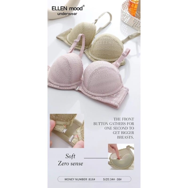 Áo Lót Ren Mút Dày 5cm Thông Hơi Cài Ngực Trước Siêu Đẹp - hình 3