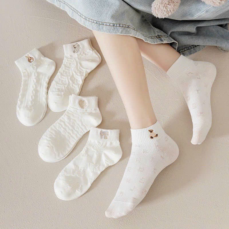 Tất Nữ Len Gân Trắng Họa Tiết Đáng Yêu